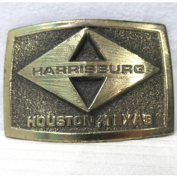 VINTAGE 1970s **HARRISBURG** HOUSTON TEXAS BUCKLE Great American Buckle Co - Picture 1 of 3